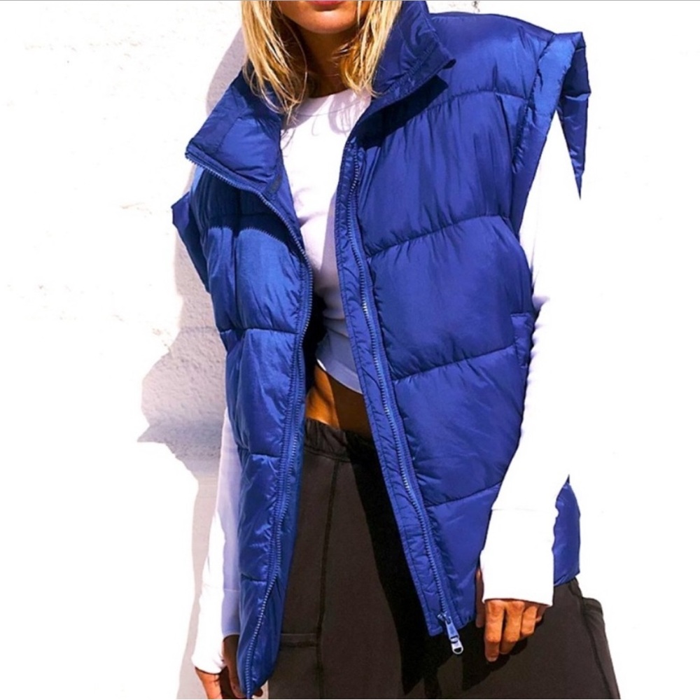Free People In a Bubble Blue Quilted Vest